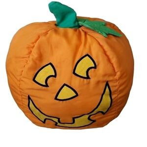 Vtg Hallmark 10" stuffed plush pumpkin Jack-o-lantern Halloween fall